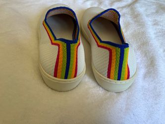 Rothys limited edition white rainbow pride sneakers