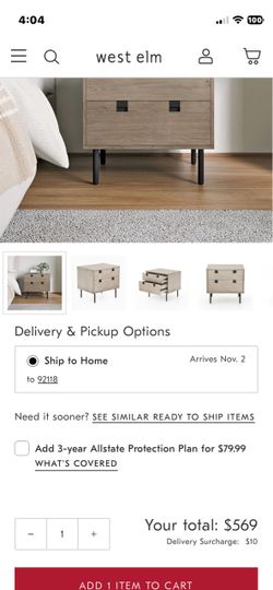 West Elm bedside draws 2