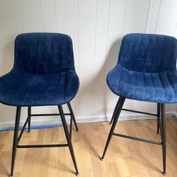 Blue velvet bar stools 