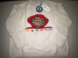 ZARA E.T. THE EXTRA TERRESTRIAL KNIT SWEATER ALIEN ET LARGE - XL BEIGE