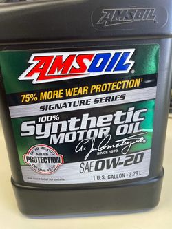 AMSOIL 0W-20 fully synthetic motor oil.  Two, one gallon bottles. $75