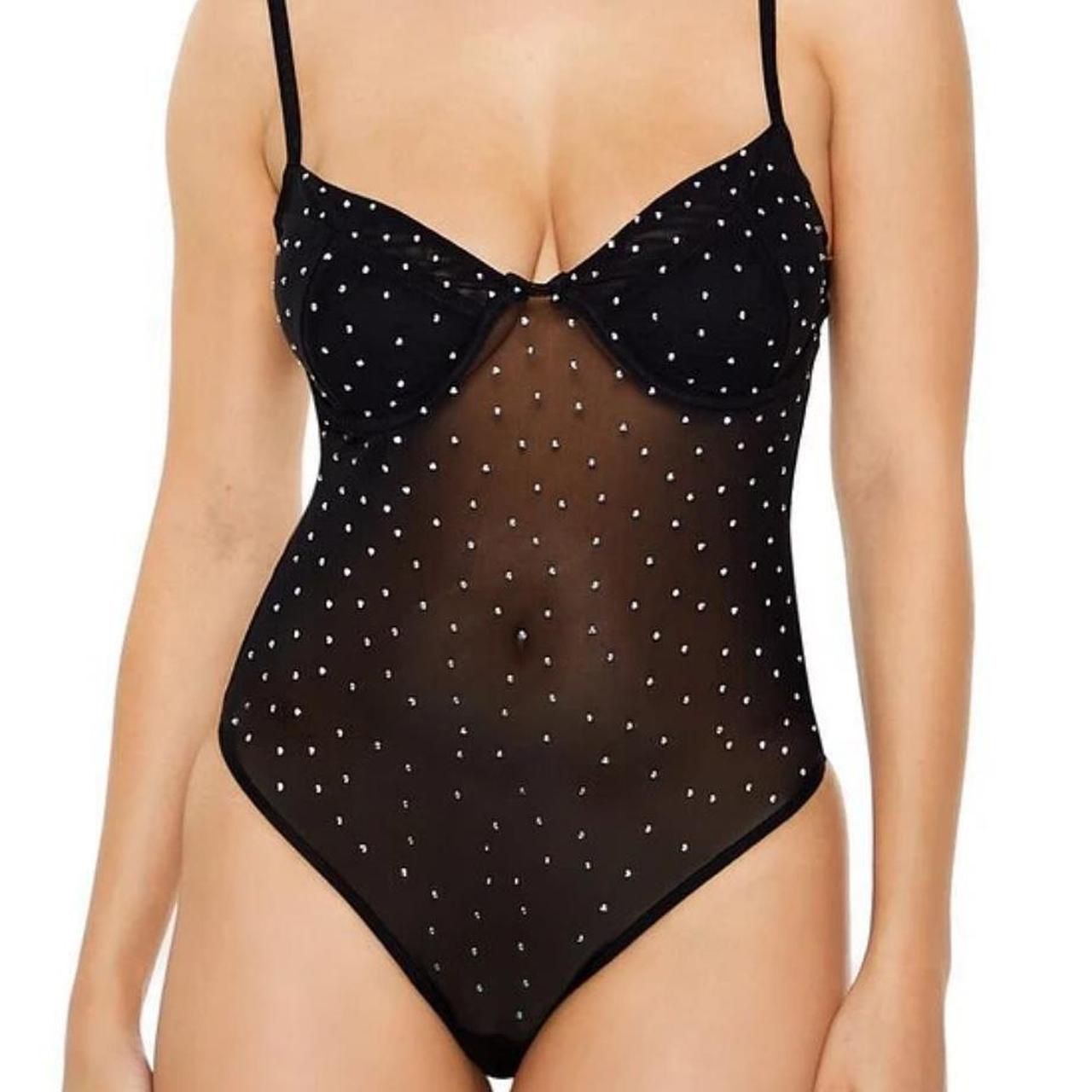 Sexy Rhinestone Bodysuit With Underwire