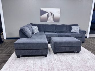 Gray sectional sofa couch sala ottoman