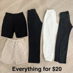 Assortment of 5 pants/shorts for teenage boys for $20 (Waist size 26)