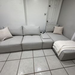 Light Grey Sectional Couch Right Chaise 