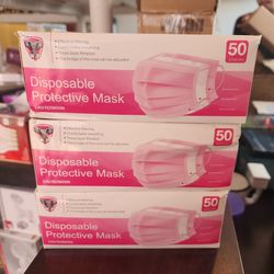 Disposable Face Masks In Pink 50 Count