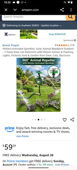 Peepst Solar Motion-Activated Animal Repellent Sprinkler