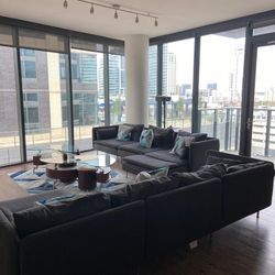 Dark Ash Gray Modern Sofas (2 For $700)