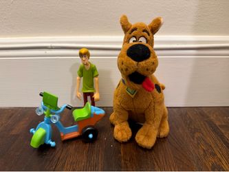 Scooby-Doo Beanie Baby + Shaggy Figure + Mystery Machine Ghost Patrol Van Replacement Scooter Bike