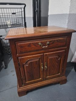 Wood Nightstand with Drawer and Cabinet