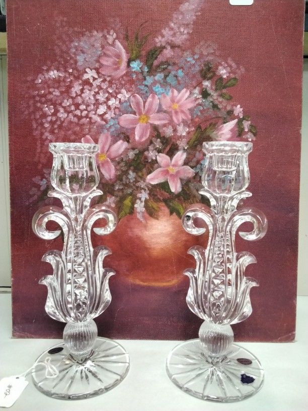 Gusevsky 24% Lead Crystal Pair CandleSticks- Located In Shelton