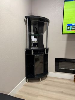 Corner bar black wood with silver
