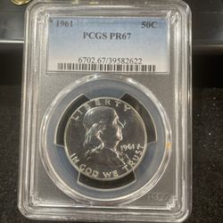 1961 Gem Proof Franklin Half Dollar Graded At PR67 U-16