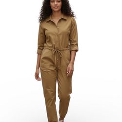 FASHION NOVA Khaki Utility-Style Jumpsuit Women’s Size Large