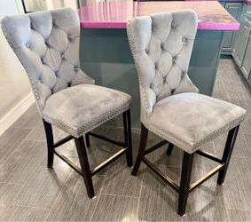 Velvet bar stools - set of two - Mountains Edge