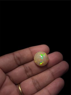 Natural Ethiopian Honeycomb Opal 21.80 Ct Round Cabochon Certified 19.35mm