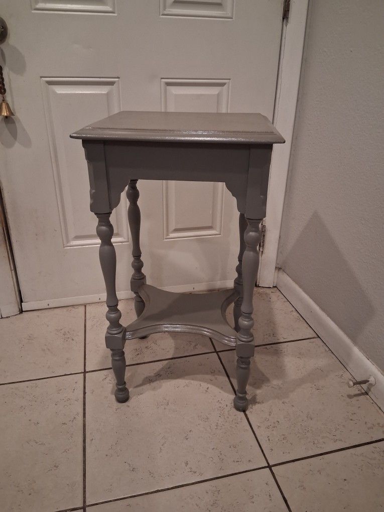 Vintage Wood Accent Table Painted Gray