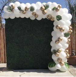 Elegant Tropical Balloon Garland and Green Back Drop