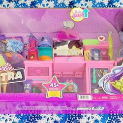 Barbie Extra Doll & VANITY Play Set With Exclusive  Doll,Pet PUPPY  Vanity  45 Pieces