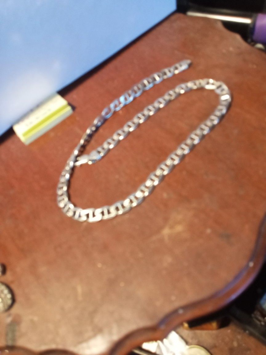 Solid Silver Thick Necklace Stamped ITALY 925 Necklace 21"chainAlone $200. AND A DIAMOND CROSS PENDANT SOLD SEPERATE .STAMPED 925. PENDANT IS $50