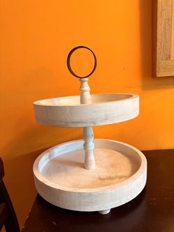 Rustic two tiered wooden display