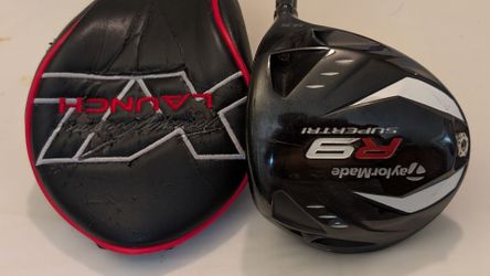 RH MINT TAYLORMADE R9 SUPER TRI  DRIVER 9.5* LOFT ADJUSTABLE FUBUKI 63 x5ct S. FLEX MITSUBISHI RAYON GRAPHITE SHAFT W/ GOLF PRIDE GRIP Including a Dri