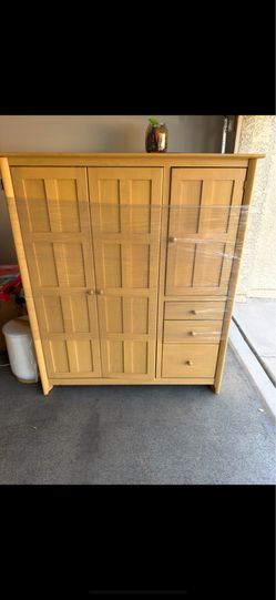 Solid Wood Armoire/Wardrobe with 3 Drawers – Excellent Condition
