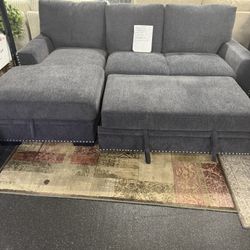 2 Piece Sectional With Pull Out Bed & Storage Chaise On Sale