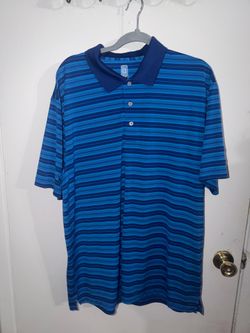 PGA Tour Airflux Breathable Striped Golf Polo Shirt Men’s XXL Blue Polyester