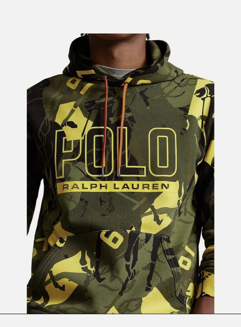 Polo Ralph Lauren Logo Polo Pony Camo Double-Knit Hoodie Men’s Sz L NEW