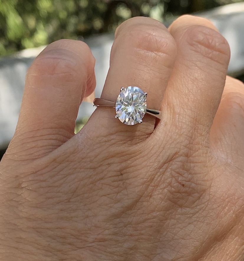 NEW! 3CT. Oval Cut Certified Natural Moissanite Gemstone Engagement Ring Please See Details ❤️