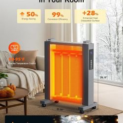 1500W space heaters for indoor use, 26-inch convection electric heater, 3-sided heating, 12-hour timer, adjustable temperature 50-95 °F$50