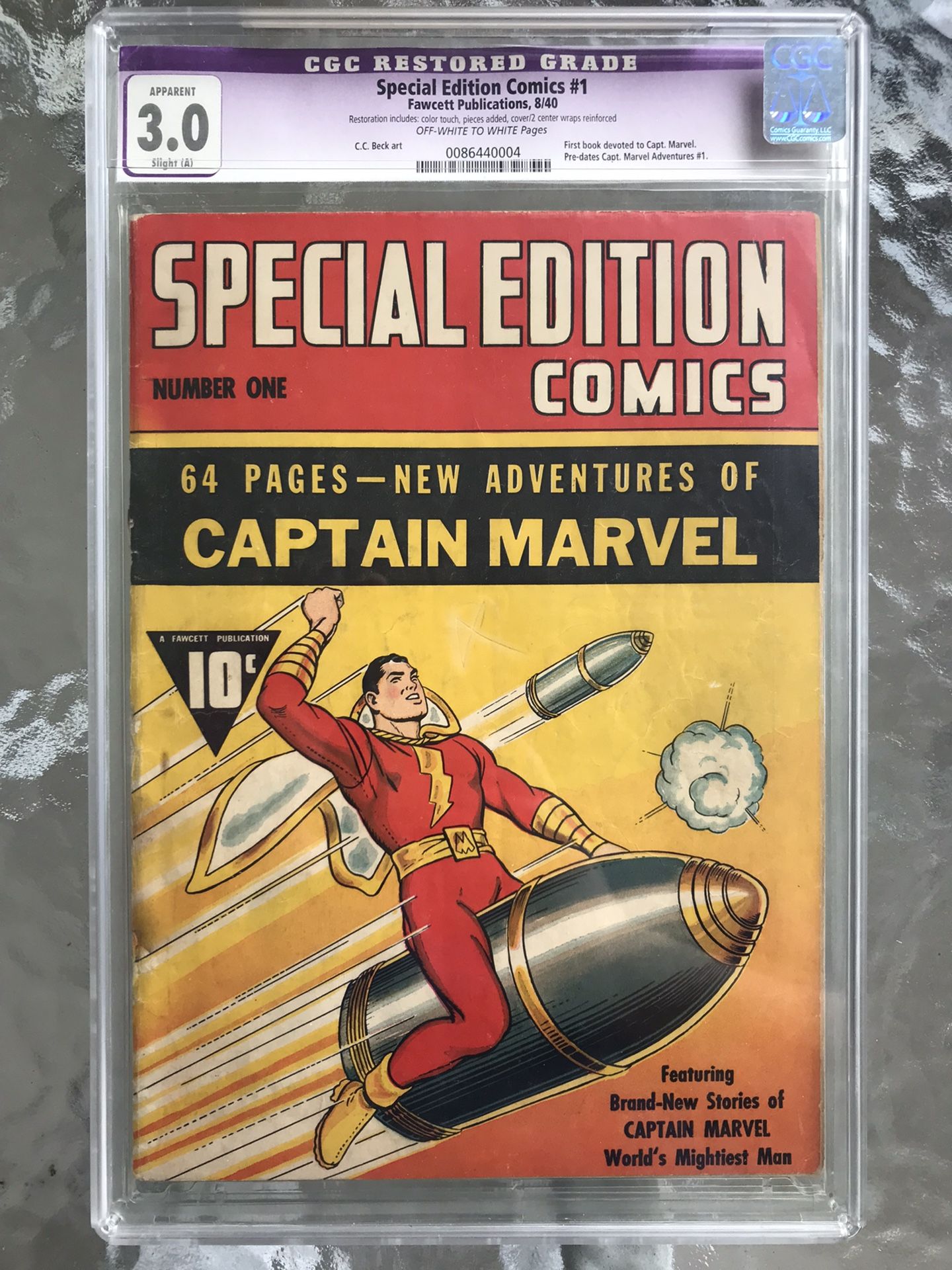 Special Edition Comics #1 (1940) CGC 3.0 — 1st Solo Captain Marvel Comic; Restoration