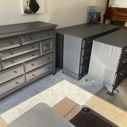 Dressers take your pick  250 and up!!!👀 No scratches  pieces are refinished nicely  like new  Modern gray color  New knobs  great pieces   