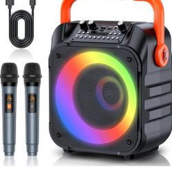 Karaoke Machine with 2 Wireless Microphones,Portable Karaoke Machine for Adults & Kids,Karaoke Microphone with PA System,Karaoke Speaker Supports for 