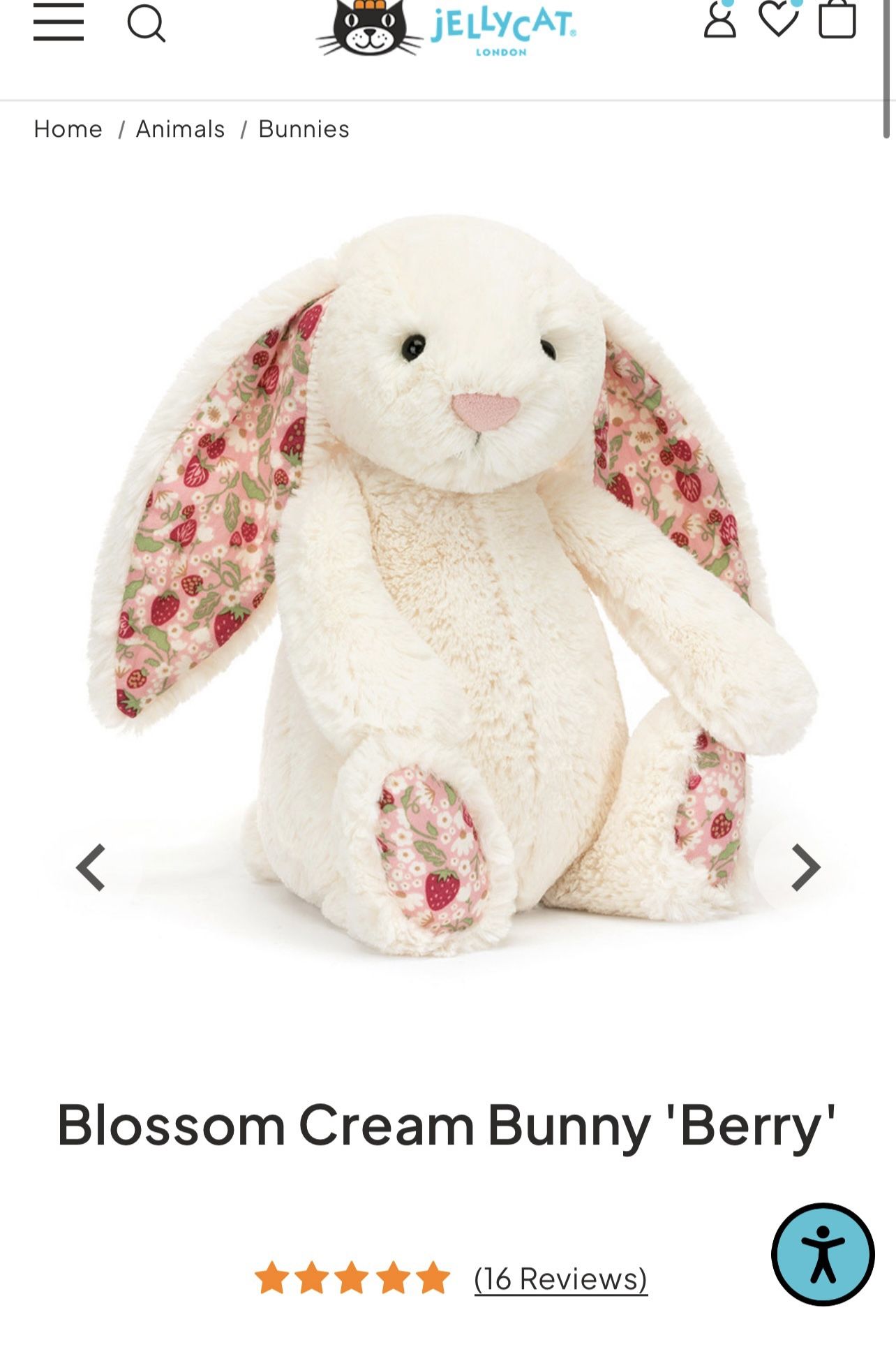 New Jellycat Bunny Blossom Berry