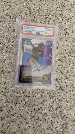 2022 Bowman Chrome James Wood Auto Purple Ref PSA 10