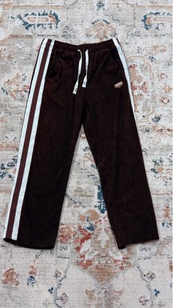 Brown Corduroy Track Pants with Side Stripe