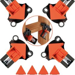 Professional 60/90/120 Degree Corner Clamps Set for Woodworking Tools, Non-Slip Fixed, 4 Adjustable Single Handle Spring Loaded Right Angle Clips for