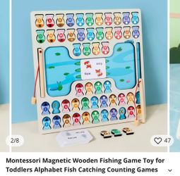 Montessori magnetic fishing alphabet toy, new