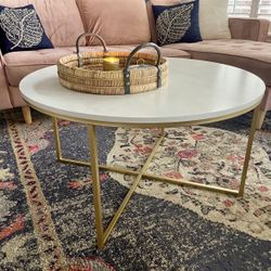 Faux Marble Circular Coffee Table 