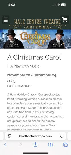 A Christmas Carol Tickets - Hale theater