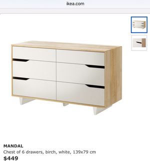 Good Used Ikea Mandal 6 Drawer Solid Wood Dresser For Sale In