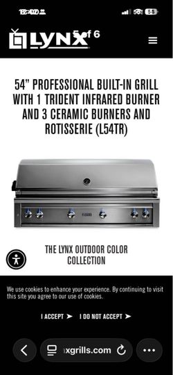 Lynx L54TRLP Professional 54" Built-In Grill - 1 Trident w/ Rotisserie, LP Brand: Lynx Item: L54TRLP