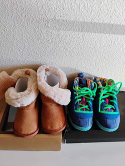 children's shoes (Bearpaw boots, Nike sneakers)