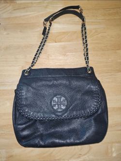 Used Tory Burch Black Leather Chelsea Flap Shoulder Bag