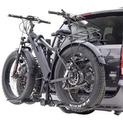 (NEW) $115 Heavy Duty 2-Bike Rack, Wobble Free Tilting Electric Bicycle Carrier 120lbs Capacity, 2” Hitch