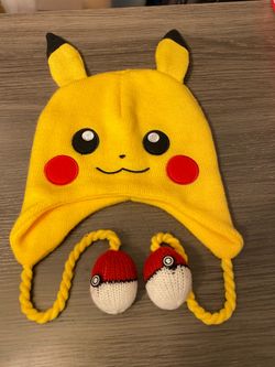 2015 Nintendo Pokemon Pikachu Beanie Sock Hat Headwear With Pokeballs Tassels