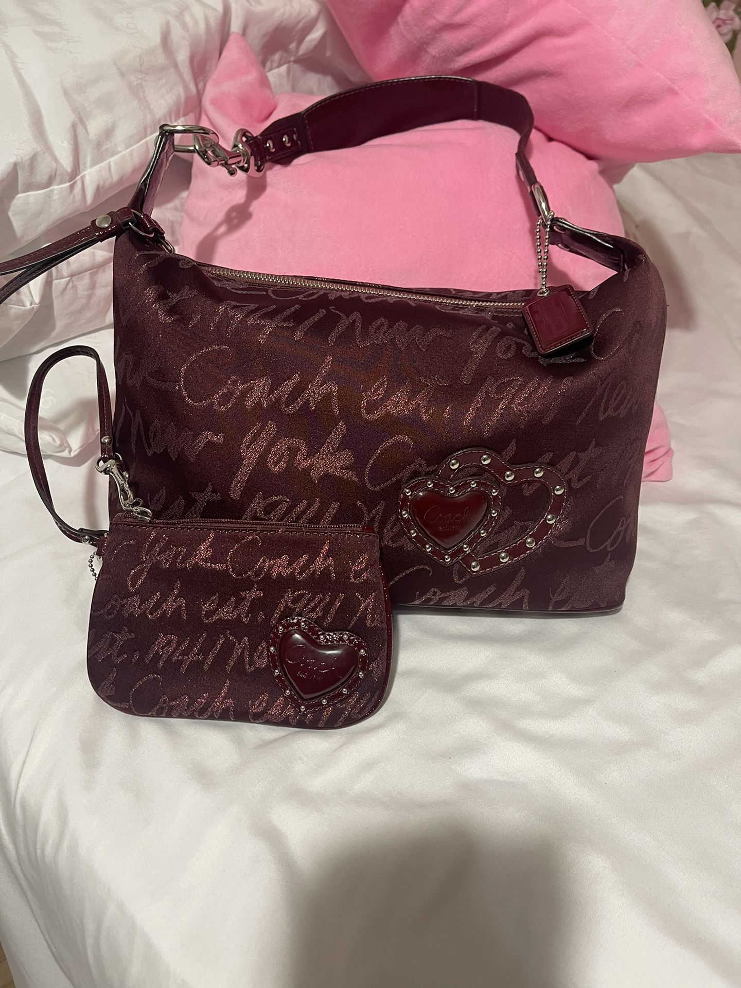 Vintage Coach Shoulder Bag And Matching Wristlet