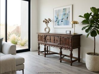 ​Antique English Jacobean Revival Solid Oak Sideboard / Buffet. SEE DESCRIPTION